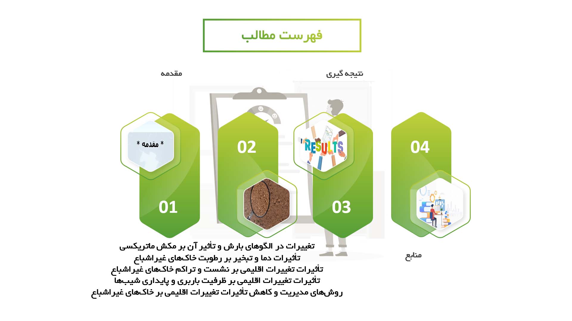 پاورپوینت در مورد تاثیر تغییرات اقلیمی بر خواص مکانیکی خاک‌های غیراشباع